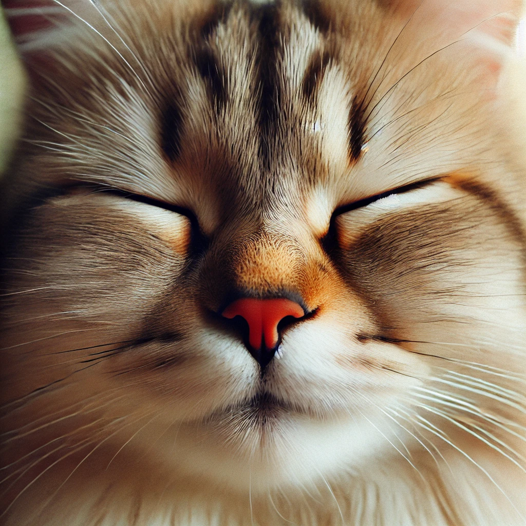 A close-up of a cat_s face with eyes partially closed